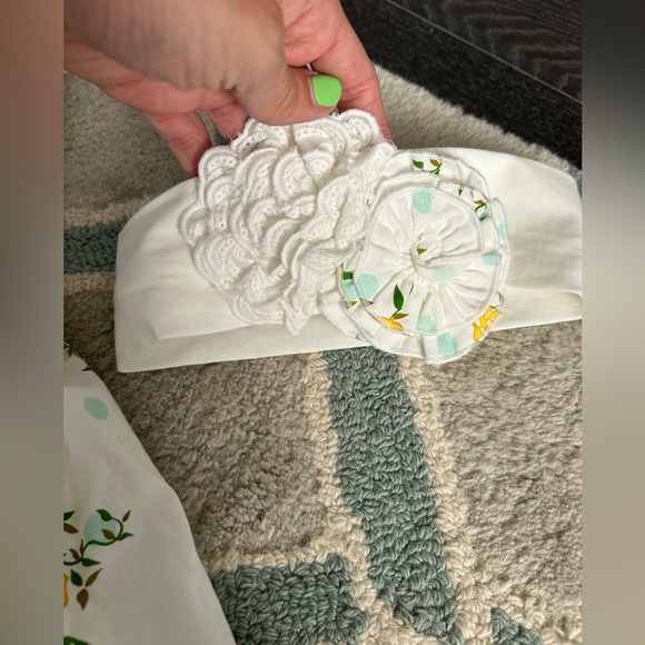 Girls Size 3T Serendipity Ruffle Dress, NWT, Yellow Roses/Blue Polka Dots - Picture 7 of 12